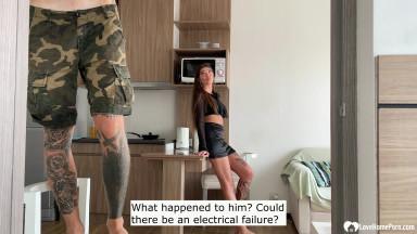 Horny tattooed couple fucking hard at home