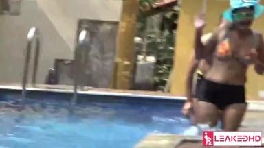 ollege girl and her boyfriend made a loving and fucking session in swimming pool and its bathroom