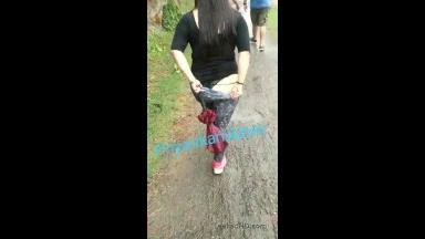 desi wife showing off her thong while walking