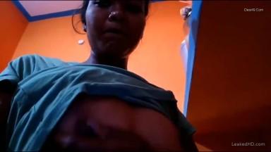 Exclusive- Cute Indian Girl Pressing Her Boobs