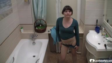 Secretly filming my naughty roommate while she is in the shower