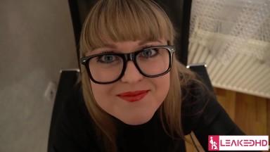 Nerdy amateur girl loves sucking a dick in POV