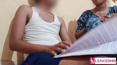 STEPMOM FUCKED HER SON WHILE STUDYING WITH BIG COCK WITH CLEAR HINDI AUDIO