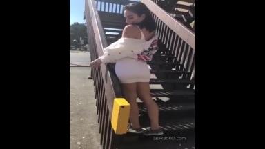 bitch in tight dress fucked outside