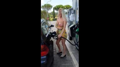 milf with her big tits out at gas station