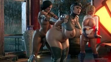 Girls Gotham Threesome 3D Animation