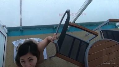 Sexy hot looking Asian babe rides cock on the boat 