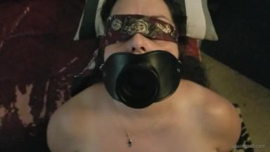 Used cockslut takes cock and facial with open mouth gag