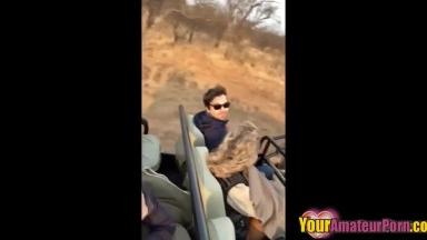 Sucking and swallow on a wild safari ride