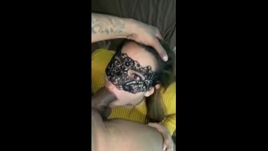 Masked babe slobbers on a BBC