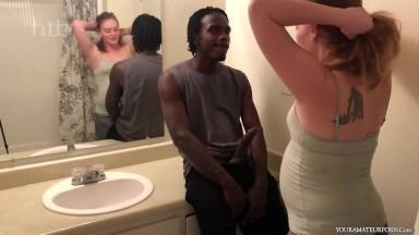 A hot interracial bang in the bathroom