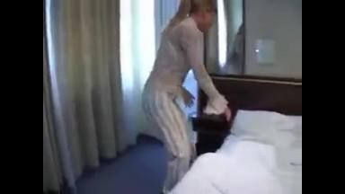 Teen blonde German girl Maid Room Service got fucked in Hotel