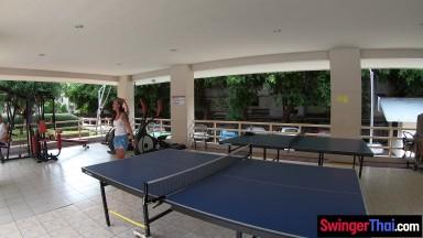 Ping Pong game for amateur couple before wild sex in the shower