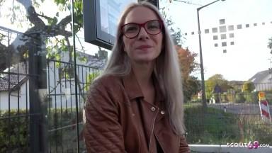 GERMAN SCOUT - Fit blonde Glasses Girl Vivi Vallentine Pickup and talk to Casting Fuck