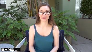 Real Teen Tali Dova is a nerdy girl with glasses big tits and a sex toy