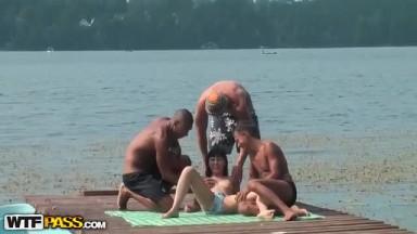 Group sex video on the dock in front of everybody