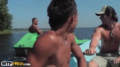 Titted blonde fucked hard in a boat