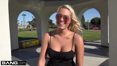 Athena Palomino looks right into the camera as she gives some road head