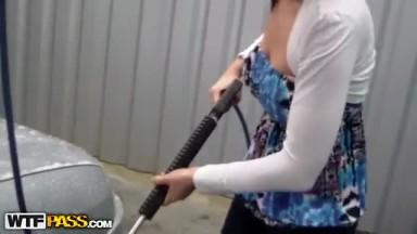 Washing car and fucking in it