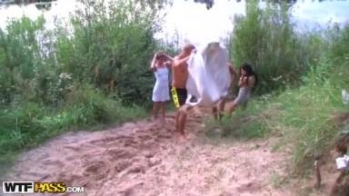 Truly crazy sex party outdoors