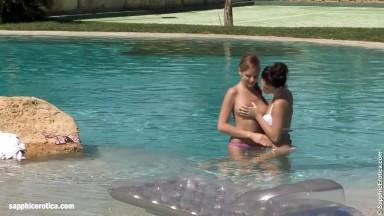 Poolside Lust by Sapphic Erotica lesbian love porn with Billy Jaquelin