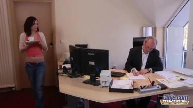 OLDJE - Old Young Porn My Sister Fucked Her Boss in the office and swallowed cum