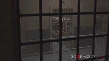 Lesbian sex with strapon Harley Quinn plays with a female prison officer