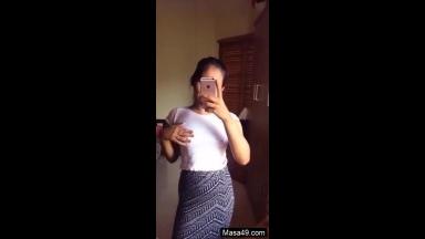 Today Exclusive  Cute Desi Girl Record her Boobs Selfie For Lover