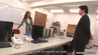 Sweet office babe is satisfying her boss