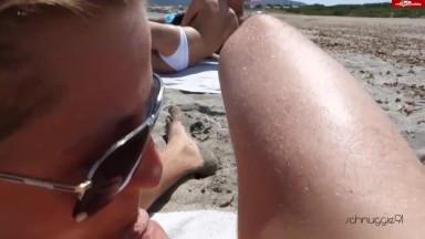 Shameless Public Blowjob In Plain View Of Strangers On The Beach