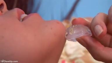 Brianna with an ice cube