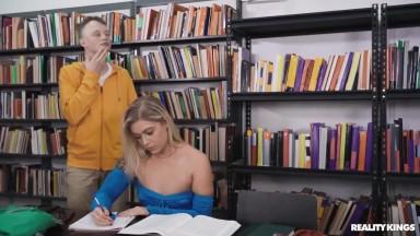 Sneaky Librarian Gets College Cock