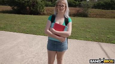 Nerdy Blonde Takes Big Dick