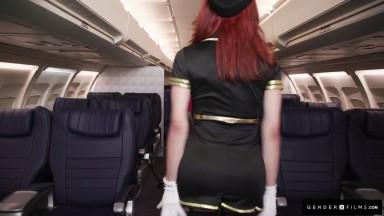 Sexy Trans Stewardess Spitroasted By Hunk amp Big Tittied Babe - Jay Tee Codi Vore - GenderXFilms