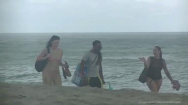 My husband and I film Latina getting some BBC on a nudist beach with voyeur interruptions