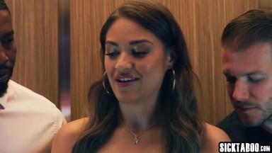 Hot big tits Latina teen Gizelle Blanco got double teamed in the elevator