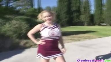 Cheerleader Cindi Loo Facialed and Fucked part 1