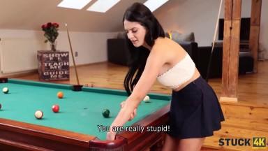 STUCK4K Playful hottie wanted to play pool but ended up hooking up