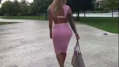 Sexy Calves amp Perfect Round Ass In Pink Dress