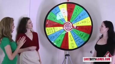 LOSTBETSGAMES - 3 very pretty girls play a game of strip spin the wheel