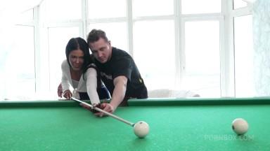 Teen ass fucked on the billiard table